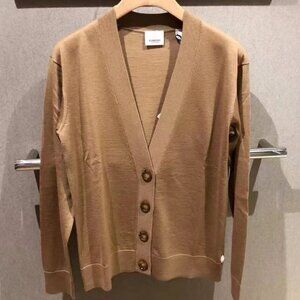 NWT Authentic BURBERRY Wool Cardigan Camel melange